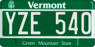 VT license plate YZE540