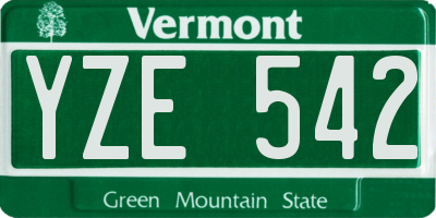 VT license plate YZE542