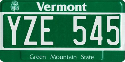 VT license plate YZE545