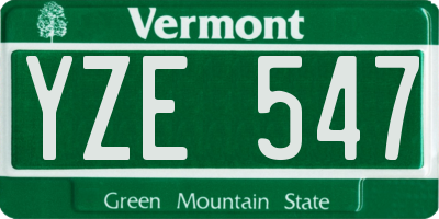 VT license plate YZE547