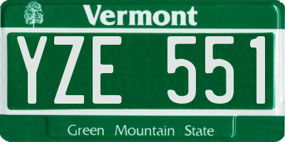 VT license plate YZE551