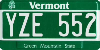 VT license plate YZE552