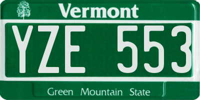 VT license plate YZE553