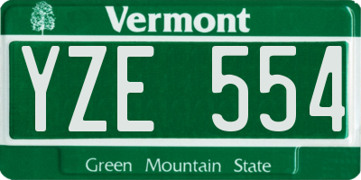 VT license plate YZE554