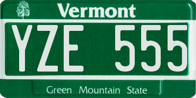 VT license plate YZE555