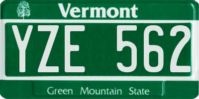 VT license plate YZE562