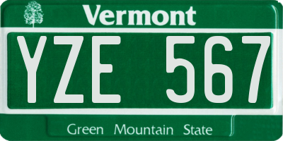 VT license plate YZE567