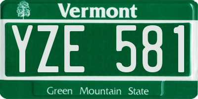 VT license plate YZE581