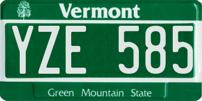 VT license plate YZE585