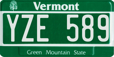 VT license plate YZE589