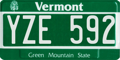 VT license plate YZE592