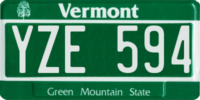 VT license plate YZE594