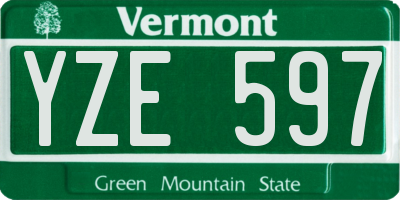 VT license plate YZE597