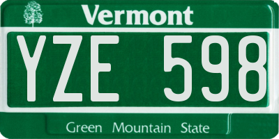 VT license plate YZE598