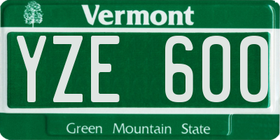 VT license plate YZE600