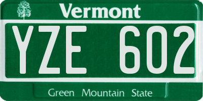 VT license plate YZE602