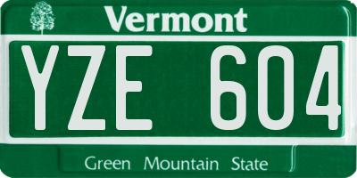 VT license plate YZE604