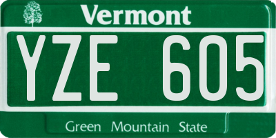 VT license plate YZE605