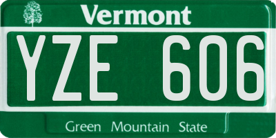 VT license plate YZE606