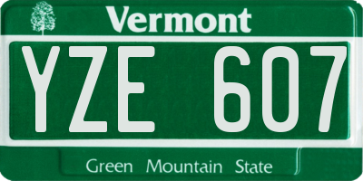 VT license plate YZE607