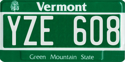 VT license plate YZE608