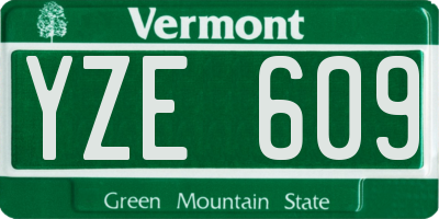 VT license plate YZE609