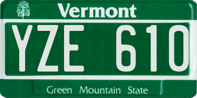 VT license plate YZE610