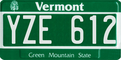 VT license plate YZE612