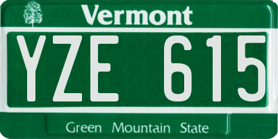 VT license plate YZE615