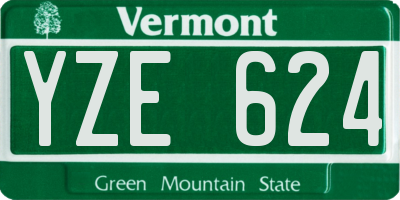 VT license plate YZE624
