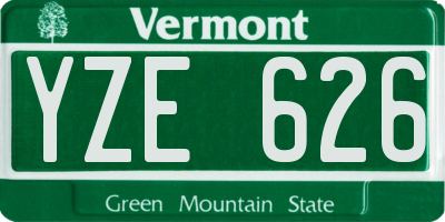 VT license plate YZE626