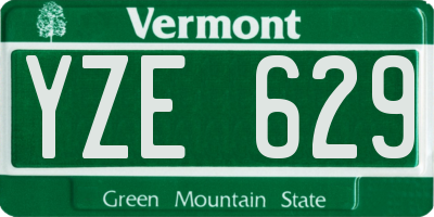 VT license plate YZE629
