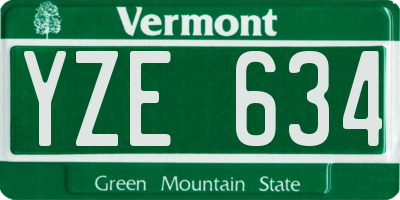 VT license plate YZE634