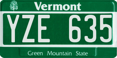 VT license plate YZE635