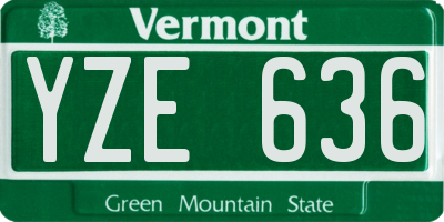 VT license plate YZE636