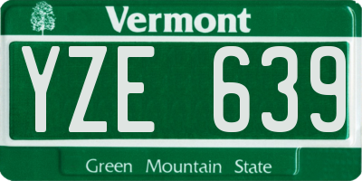 VT license plate YZE639