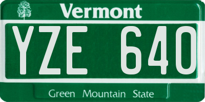 VT license plate YZE640