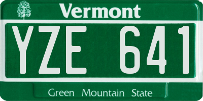 VT license plate YZE641