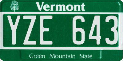 VT license plate YZE643