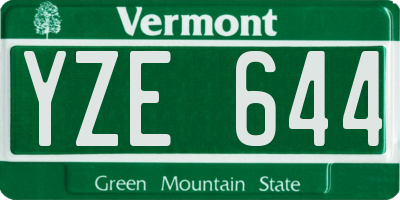 VT license plate YZE644