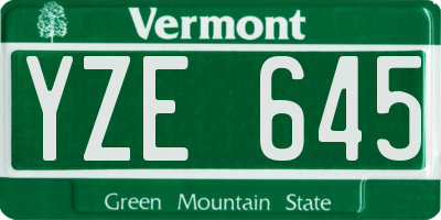 VT license plate YZE645