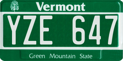 VT license plate YZE647