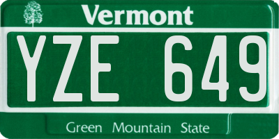 VT license plate YZE649