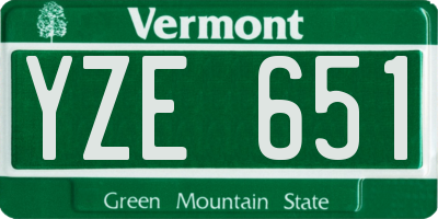 VT license plate YZE651