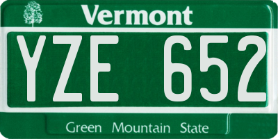 VT license plate YZE652