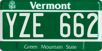 VT license plate YZE662