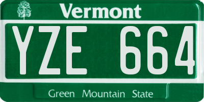 VT license plate YZE664