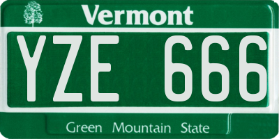 VT license plate YZE666