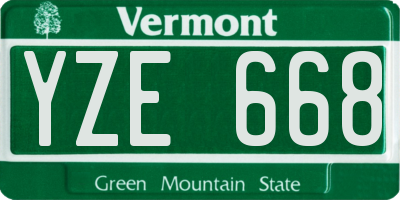 VT license plate YZE668