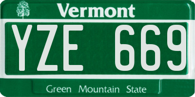 VT license plate YZE669